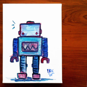 Robot 01. water colour on canvas January 2014